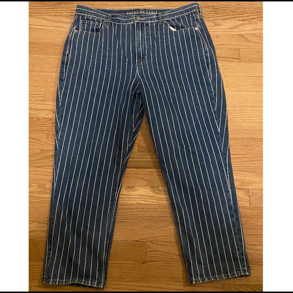 American Eagle Striped Mom Jean